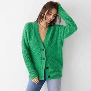Cable-knit stretch wool cardigan Sweater